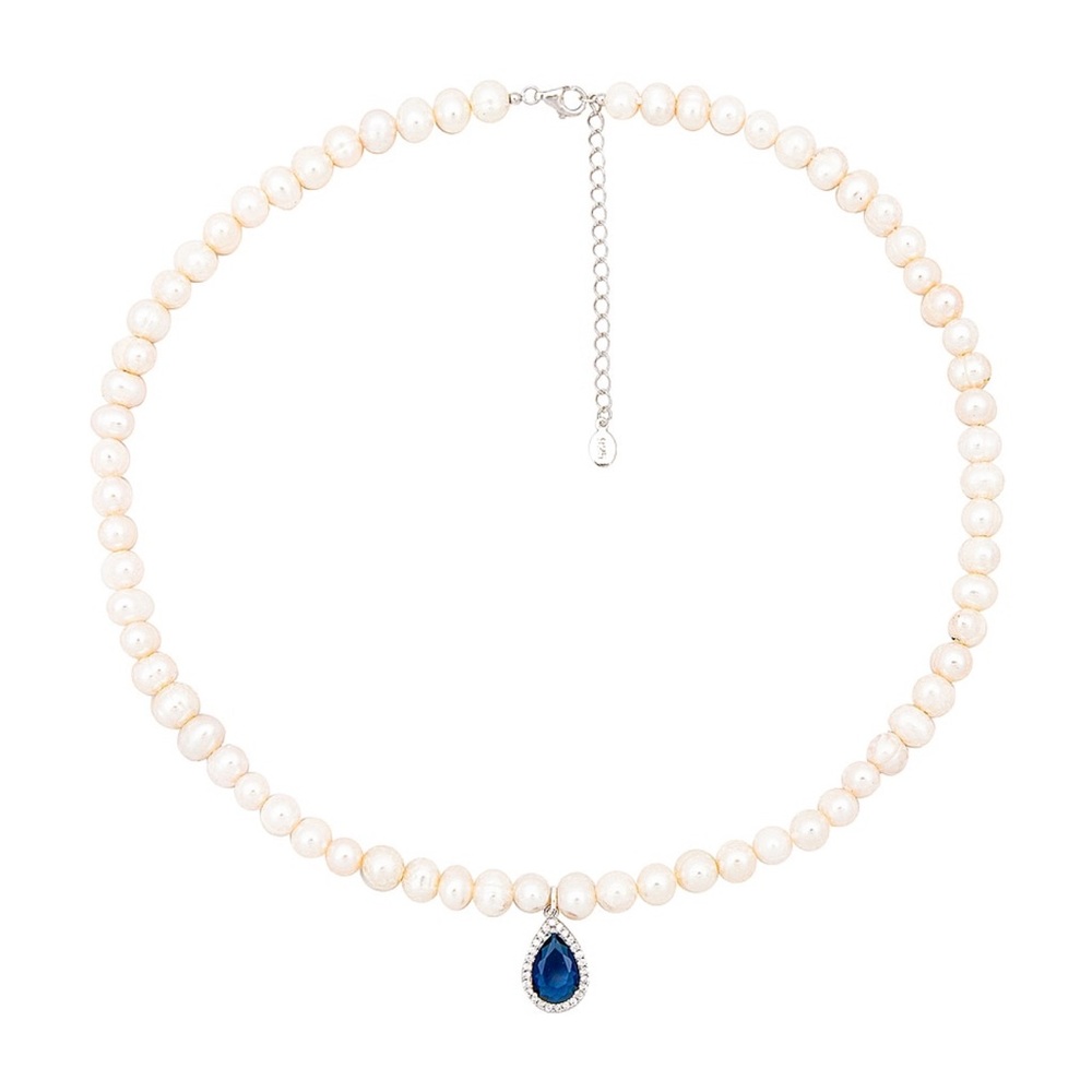 Sapphire Pearl Pendant Necklace